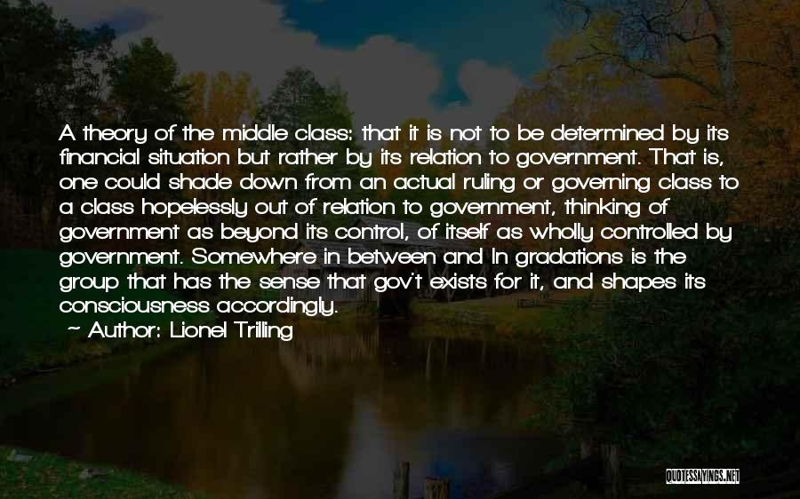 Lionel Trilling Quotes: A Theory Of The Middle Class: That It Is Not To Be Determined By Its Financial Situation But Rather By