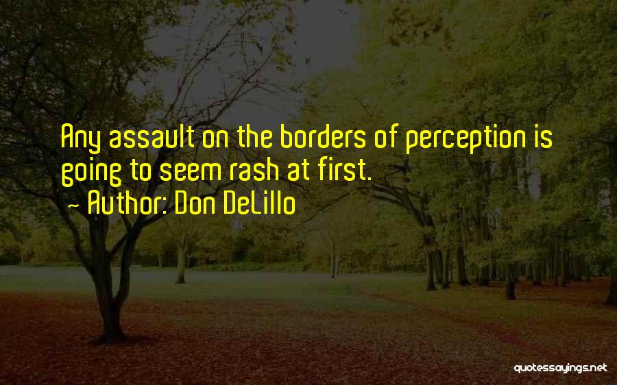 Don DeLillo Quotes: Any Assault On The Borders Of Perception Is Going To Seem Rash At First.