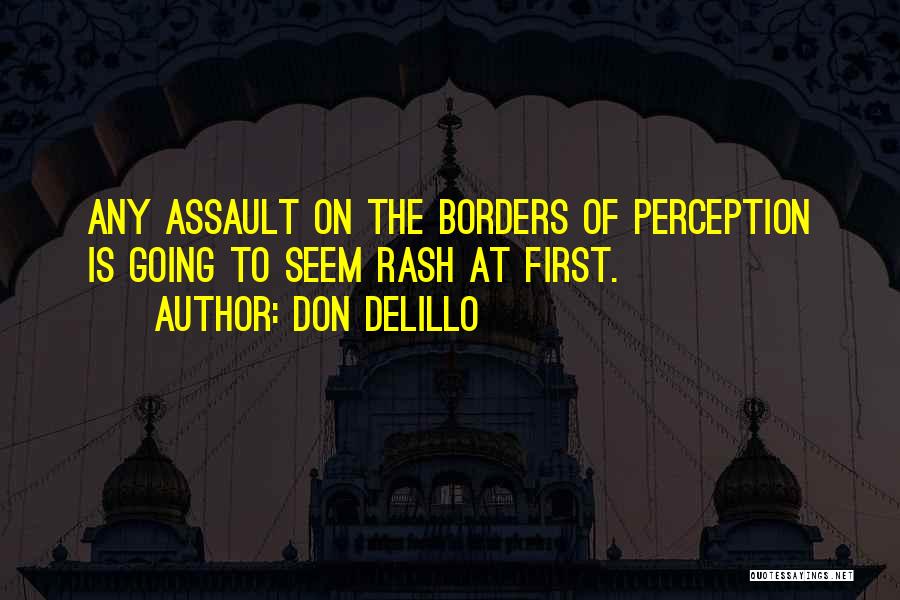 Don DeLillo Quotes: Any Assault On The Borders Of Perception Is Going To Seem Rash At First.