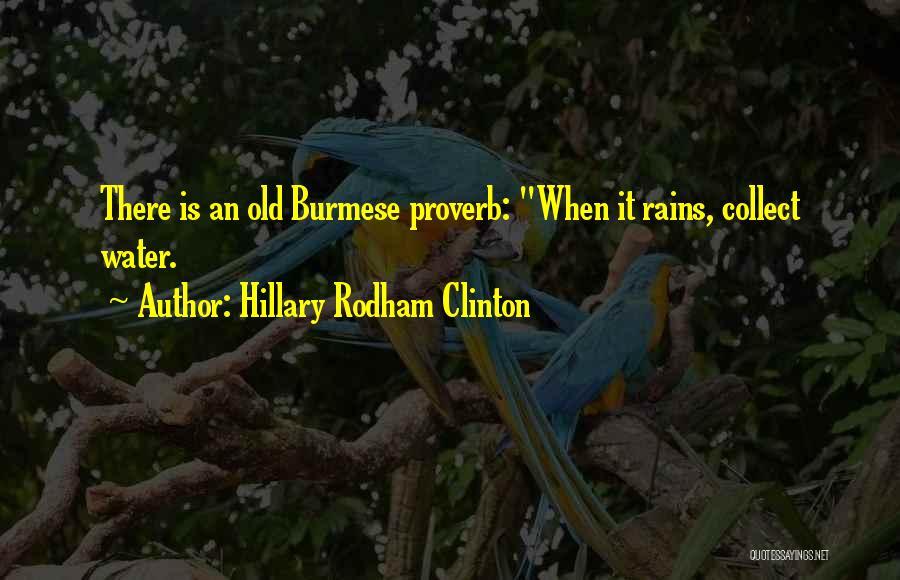 Hillary Rodham Clinton Quotes: There Is An Old Burmese Proverb: When It Rains, Collect Water.