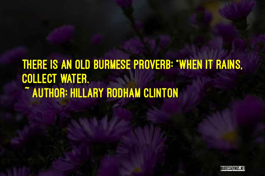 Hillary Rodham Clinton Quotes: There Is An Old Burmese Proverb: When It Rains, Collect Water.