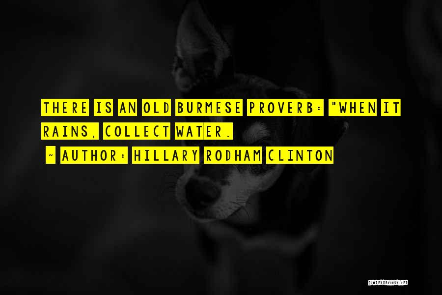 Hillary Rodham Clinton Quotes: There Is An Old Burmese Proverb: When It Rains, Collect Water.