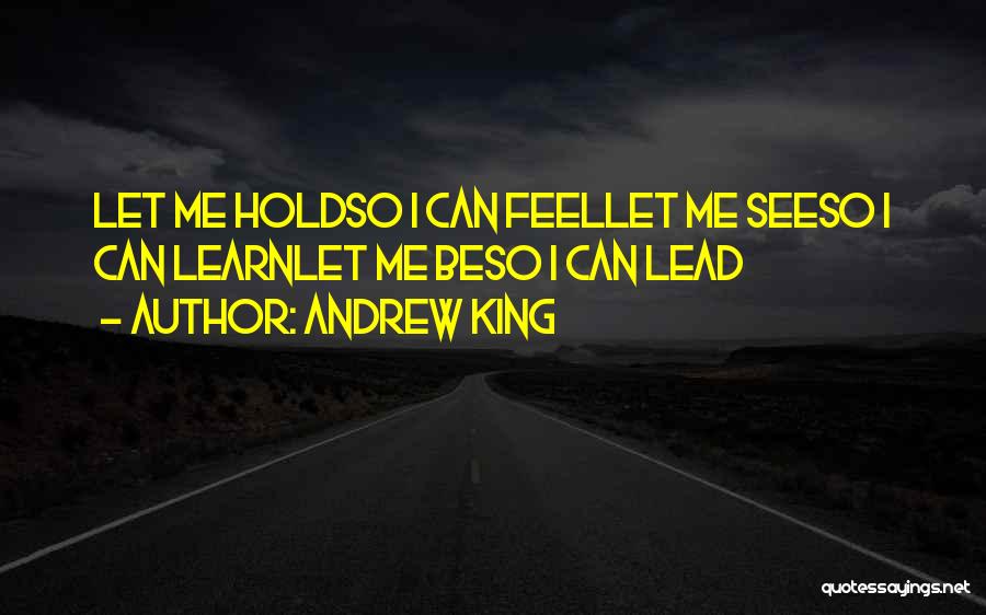 Andrew King Quotes: Let Me Holdso I Can Feellet Me Seeso I Can Learnlet Me Beso I Can Lead