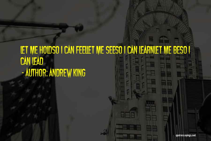 Andrew King Quotes: Let Me Holdso I Can Feellet Me Seeso I Can Learnlet Me Beso I Can Lead