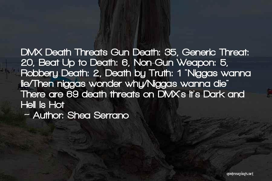 Shea Serrano Quotes: Dmx Death Threats Gun Death: 35, Generic Threat: 20, Beat Up To Death: 6, Non-gun Weapon: 5, Robbery Death: 2,