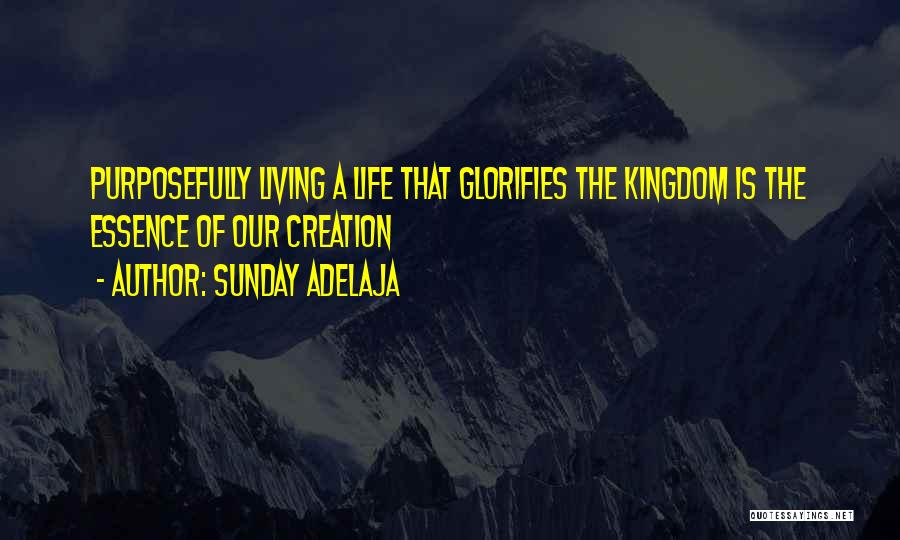 Sunday Adelaja Quotes: Purposefully Living A Life That Glorifies The Kingdom Is The Essence Of Our Creation