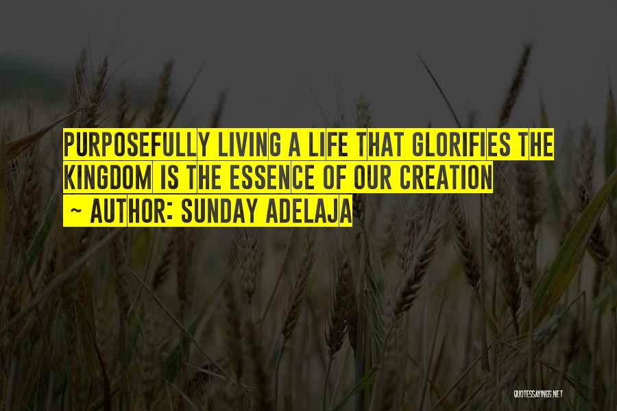 Sunday Adelaja Quotes: Purposefully Living A Life That Glorifies The Kingdom Is The Essence Of Our Creation