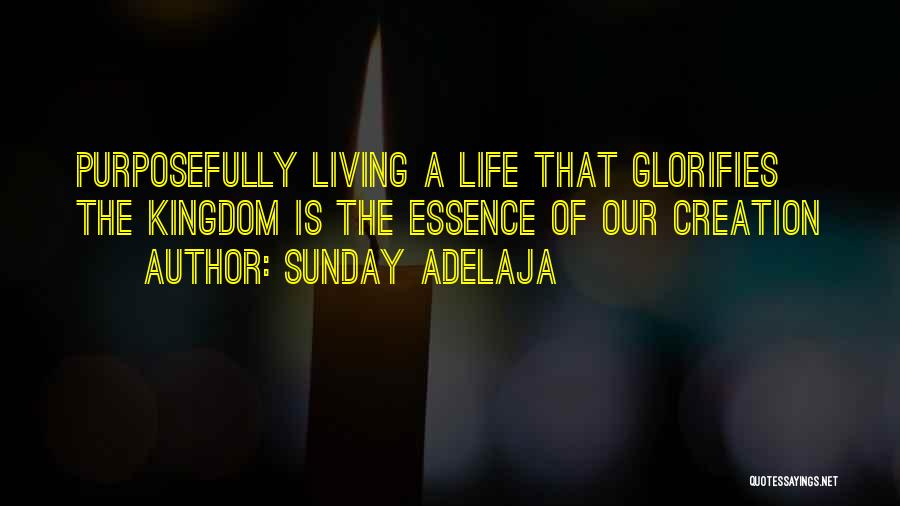 Sunday Adelaja Quotes: Purposefully Living A Life That Glorifies The Kingdom Is The Essence Of Our Creation