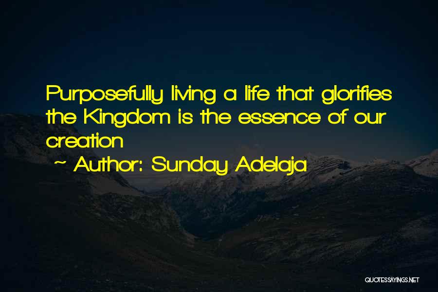 Sunday Adelaja Quotes: Purposefully Living A Life That Glorifies The Kingdom Is The Essence Of Our Creation