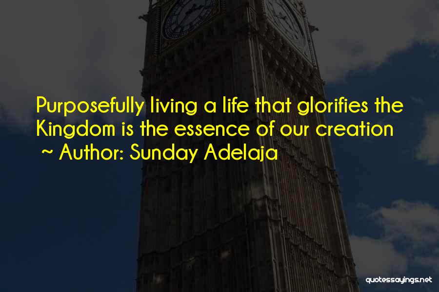 Sunday Adelaja Quotes: Purposefully Living A Life That Glorifies The Kingdom Is The Essence Of Our Creation