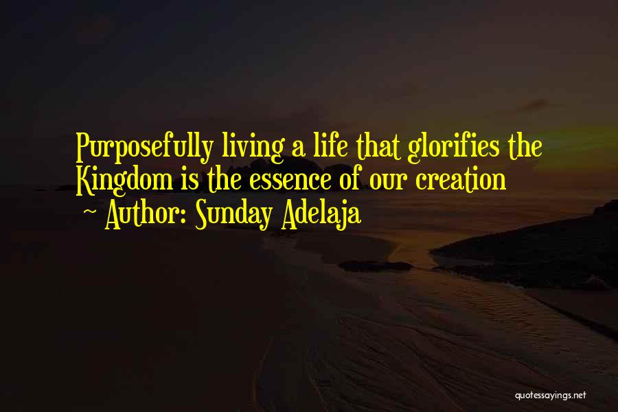 Sunday Adelaja Quotes: Purposefully Living A Life That Glorifies The Kingdom Is The Essence Of Our Creation