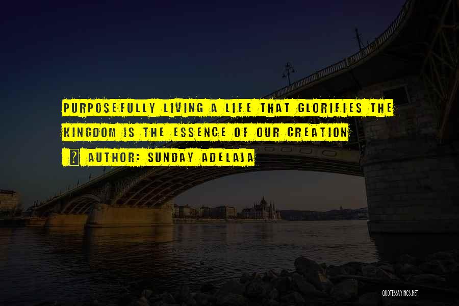 Sunday Adelaja Quotes: Purposefully Living A Life That Glorifies The Kingdom Is The Essence Of Our Creation