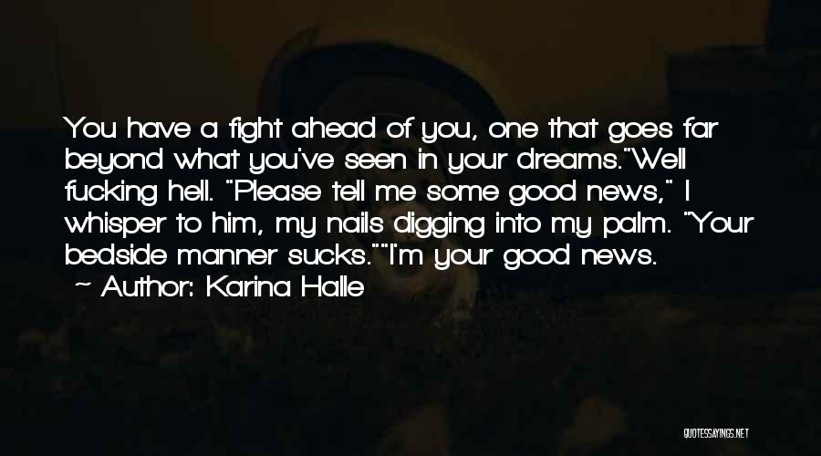 Karina Halle Quotes: You Have A Fight Ahead Of You, One That Goes Far Beyond What You've Seen In Your Dreams.well Fucking Hell.