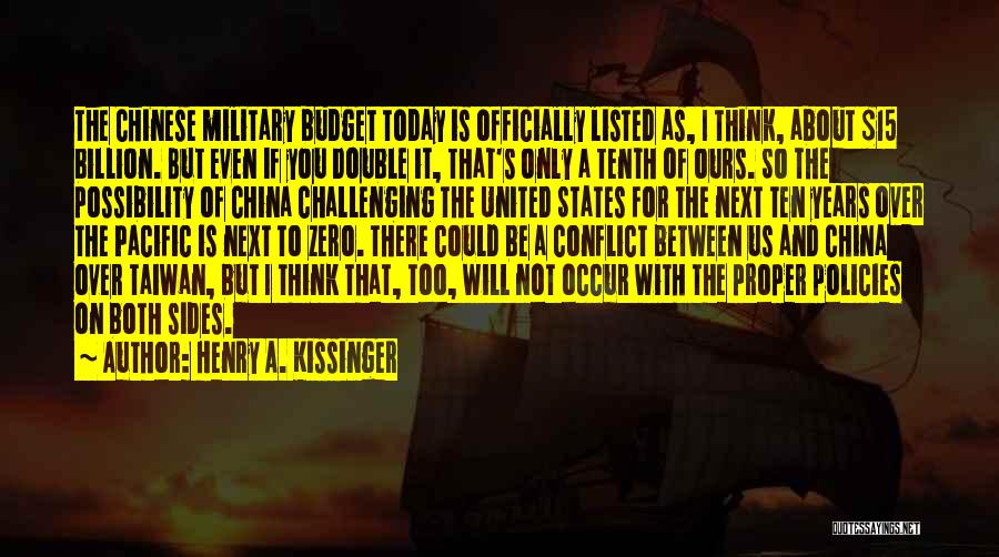 Henry A. Kissinger Quotes: The Chinese Military Budget Today Is Officially Listed As, I Think, About $15 Billion. But Even If You Double It,