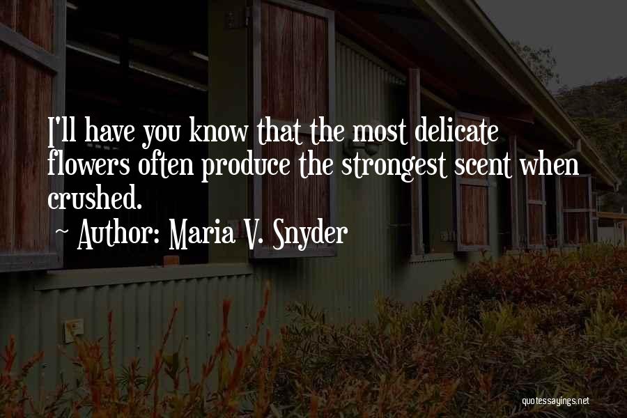 Maria V. Snyder Quotes: I'll Have You Know That The Most Delicate Flowers Often Produce The Strongest Scent When Crushed.