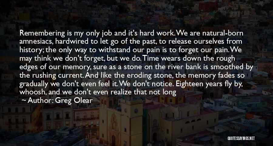 Greg Olear Quotes: Remembering Is My Only Job And It's Hard Work. We Are Natural-born Amnesiacs, Hardwired To Let Go Of The Past,