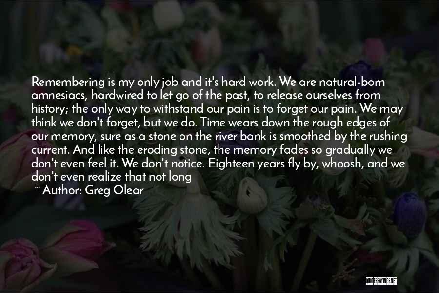 Greg Olear Quotes: Remembering Is My Only Job And It's Hard Work. We Are Natural-born Amnesiacs, Hardwired To Let Go Of The Past,