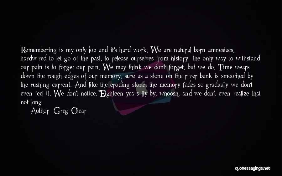 Greg Olear Quotes: Remembering Is My Only Job And It's Hard Work. We Are Natural-born Amnesiacs, Hardwired To Let Go Of The Past,