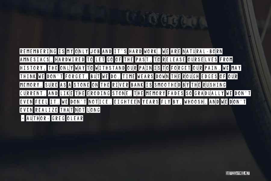 Greg Olear Quotes: Remembering Is My Only Job And It's Hard Work. We Are Natural-born Amnesiacs, Hardwired To Let Go Of The Past,