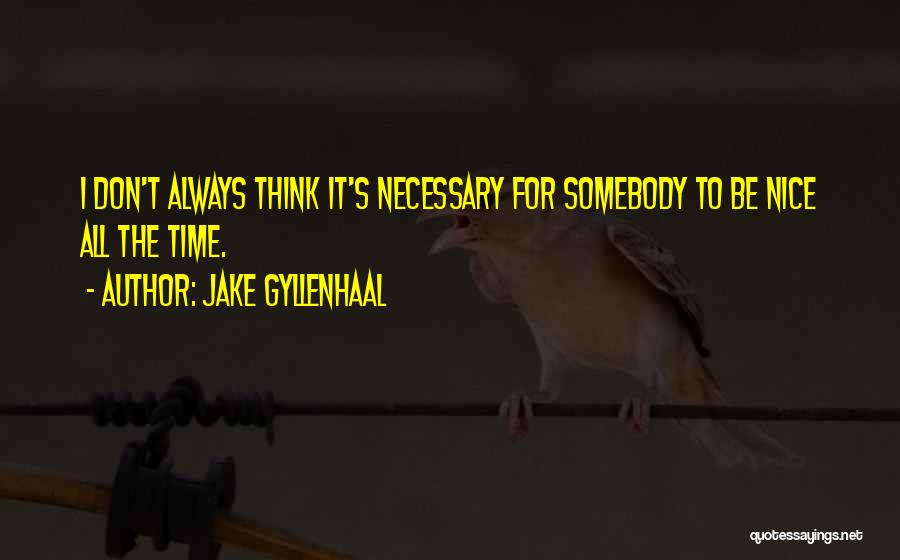 Jake Gyllenhaal Quotes: I Don't Always Think It's Necessary For Somebody To Be Nice All The Time.