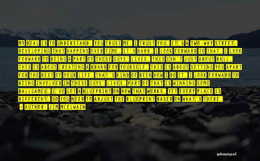 Jim McElwain Quotes: My Deal Is To Understand: You Trust Me, I Trust You. It's A Two-way Street. Developing That Happens Over Time.
