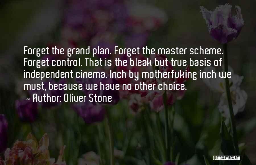 Oliver Stone Quotes: Forget The Grand Plan. Forget The Master Scheme. Forget Control. That Is The Bleak But True Basis Of Independent Cinema.
