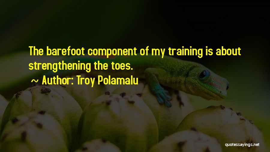 Troy Polamalu Quotes: The Barefoot Component Of My Training Is About Strengthening The Toes.