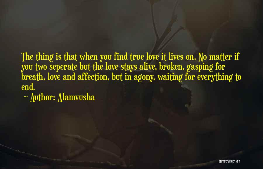 Alamvusha Quotes: The Thing Is That When You Find True Love It Lives On, No Matter If You Two Seperate But The