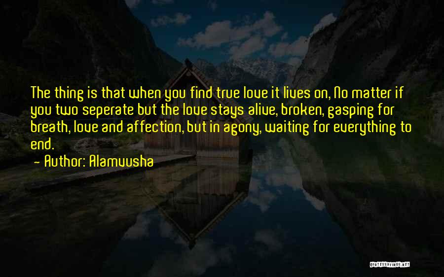 Alamvusha Quotes: The Thing Is That When You Find True Love It Lives On, No Matter If You Two Seperate But The