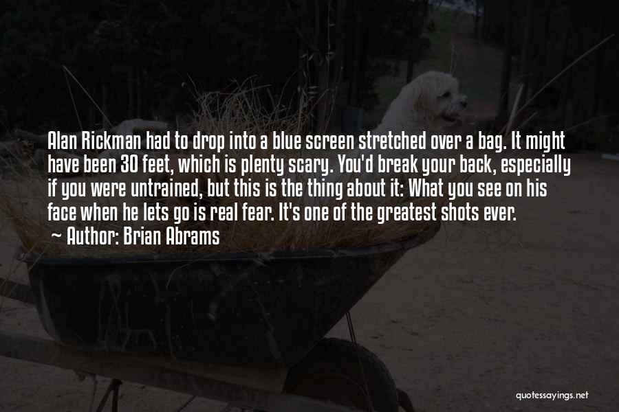 Brian Abrams Quotes: Alan Rickman Had To Drop Into A Blue Screen Stretched Over A Bag. It Might Have Been 30 Feet, Which