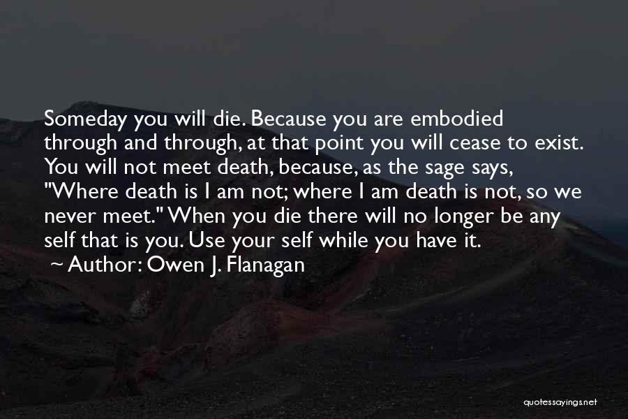 Owen J. Flanagan Quotes: Someday You Will Die. Because You Are Embodied Through And Through, At That Point You Will Cease To Exist. You