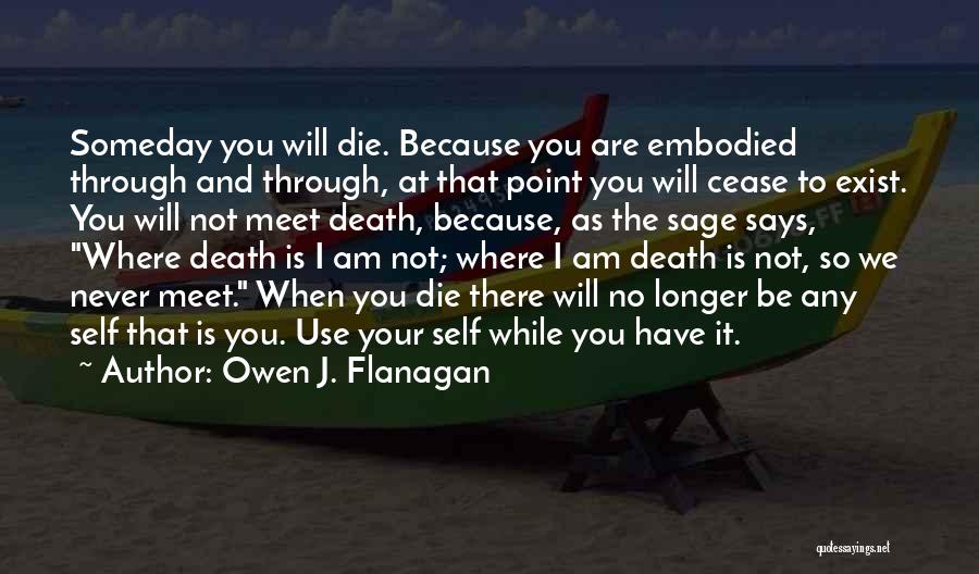 Owen J. Flanagan Quotes: Someday You Will Die. Because You Are Embodied Through And Through, At That Point You Will Cease To Exist. You