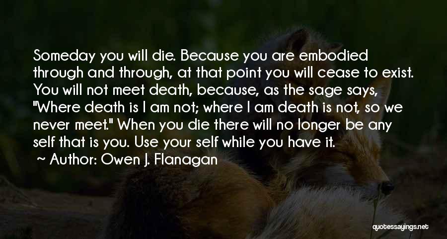 Owen J. Flanagan Quotes: Someday You Will Die. Because You Are Embodied Through And Through, At That Point You Will Cease To Exist. You