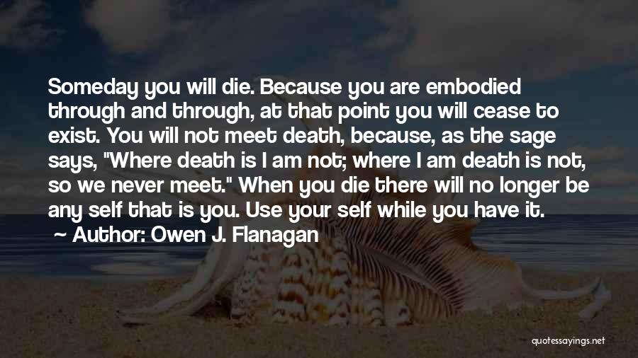 Owen J. Flanagan Quotes: Someday You Will Die. Because You Are Embodied Through And Through, At That Point You Will Cease To Exist. You