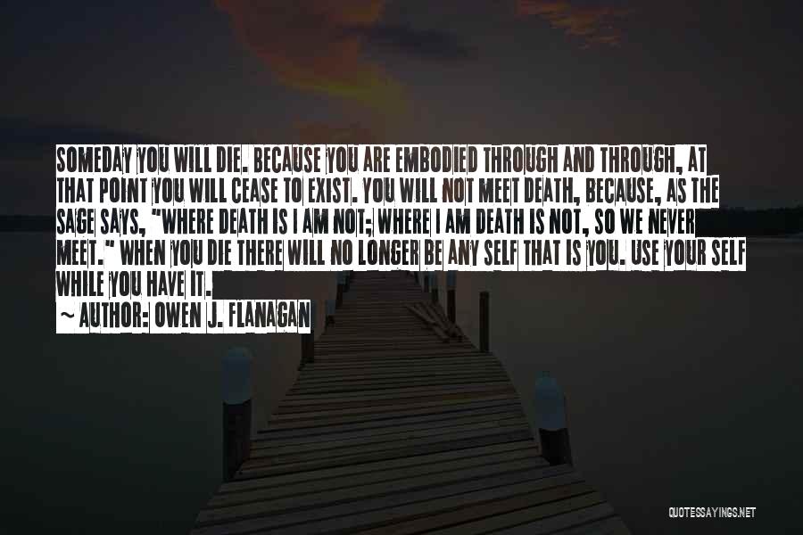 Owen J. Flanagan Quotes: Someday You Will Die. Because You Are Embodied Through And Through, At That Point You Will Cease To Exist. You