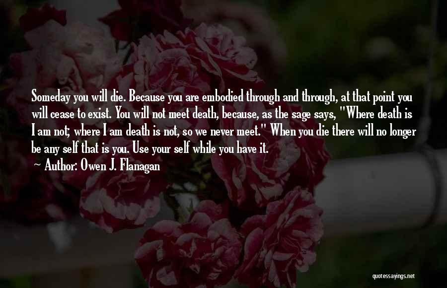 Owen J. Flanagan Quotes: Someday You Will Die. Because You Are Embodied Through And Through, At That Point You Will Cease To Exist. You