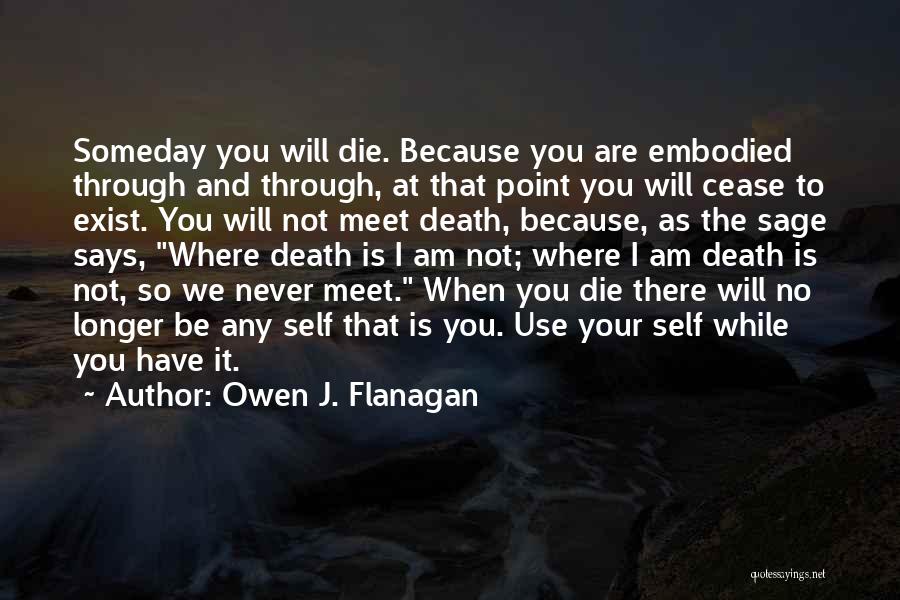 Owen J. Flanagan Quotes: Someday You Will Die. Because You Are Embodied Through And Through, At That Point You Will Cease To Exist. You