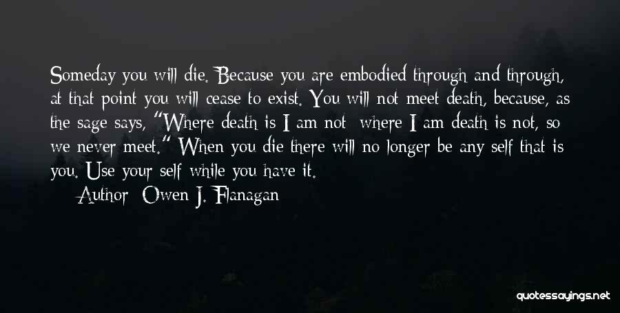 Owen J. Flanagan Quotes: Someday You Will Die. Because You Are Embodied Through And Through, At That Point You Will Cease To Exist. You