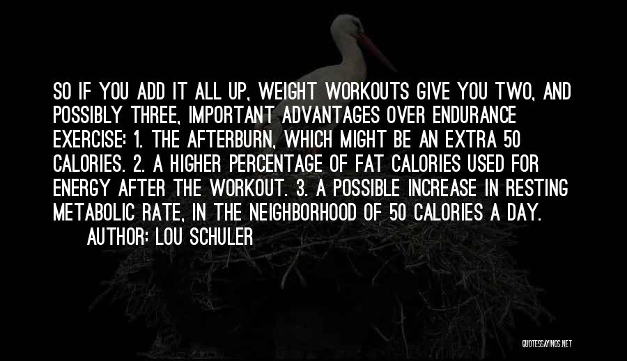 Lou Schuler Quotes: So If You Add It All Up, Weight Workouts Give You Two, And Possibly Three, Important Advantages Over Endurance Exercise: