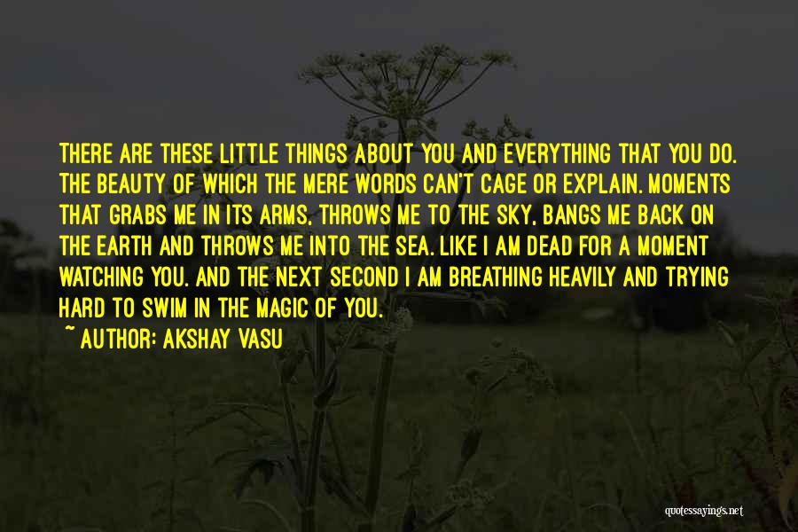 Akshay Vasu Quotes: There Are These Little Things About You And Everything That You Do. The Beauty Of Which The Mere Words Can't