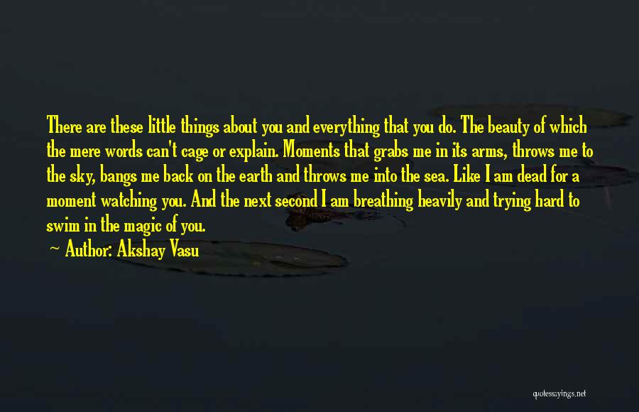 Akshay Vasu Quotes: There Are These Little Things About You And Everything That You Do. The Beauty Of Which The Mere Words Can't