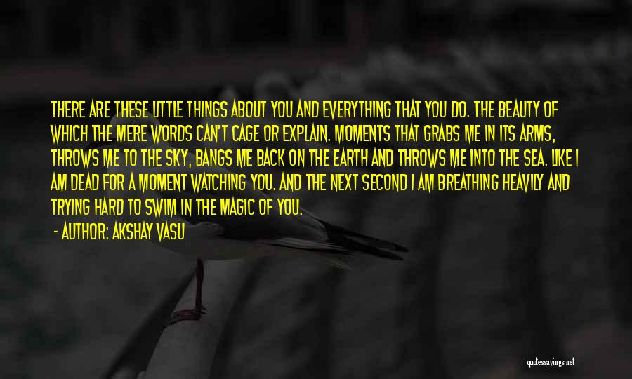 Akshay Vasu Quotes: There Are These Little Things About You And Everything That You Do. The Beauty Of Which The Mere Words Can't