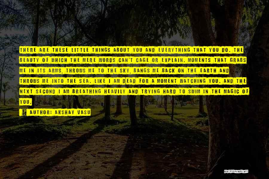 Akshay Vasu Quotes: There Are These Little Things About You And Everything That You Do. The Beauty Of Which The Mere Words Can't