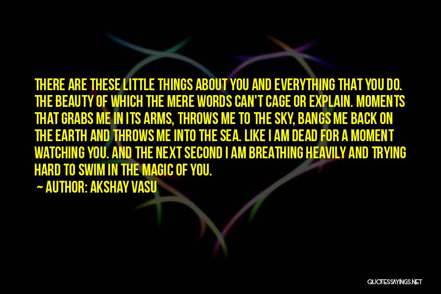 Akshay Vasu Quotes: There Are These Little Things About You And Everything That You Do. The Beauty Of Which The Mere Words Can't