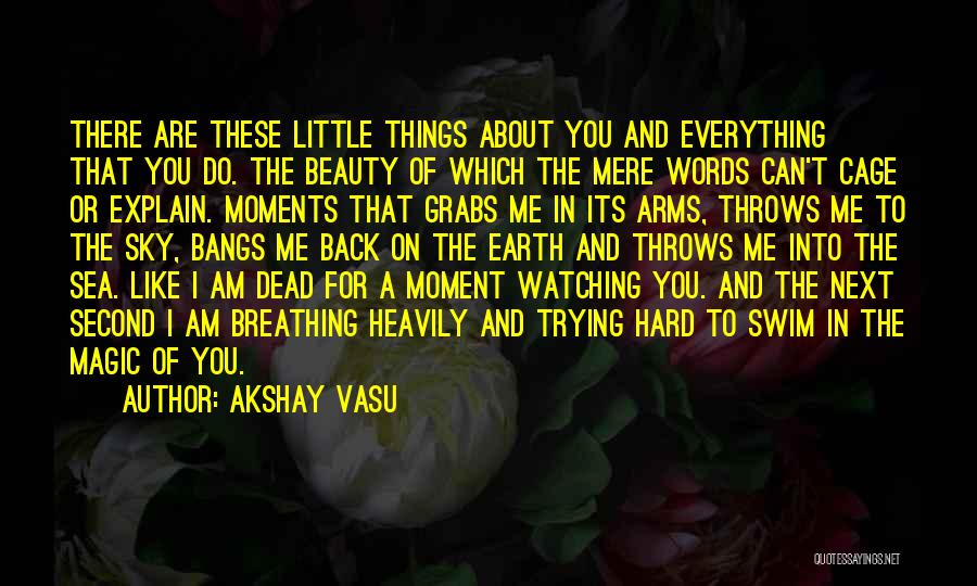 Akshay Vasu Quotes: There Are These Little Things About You And Everything That You Do. The Beauty Of Which The Mere Words Can't