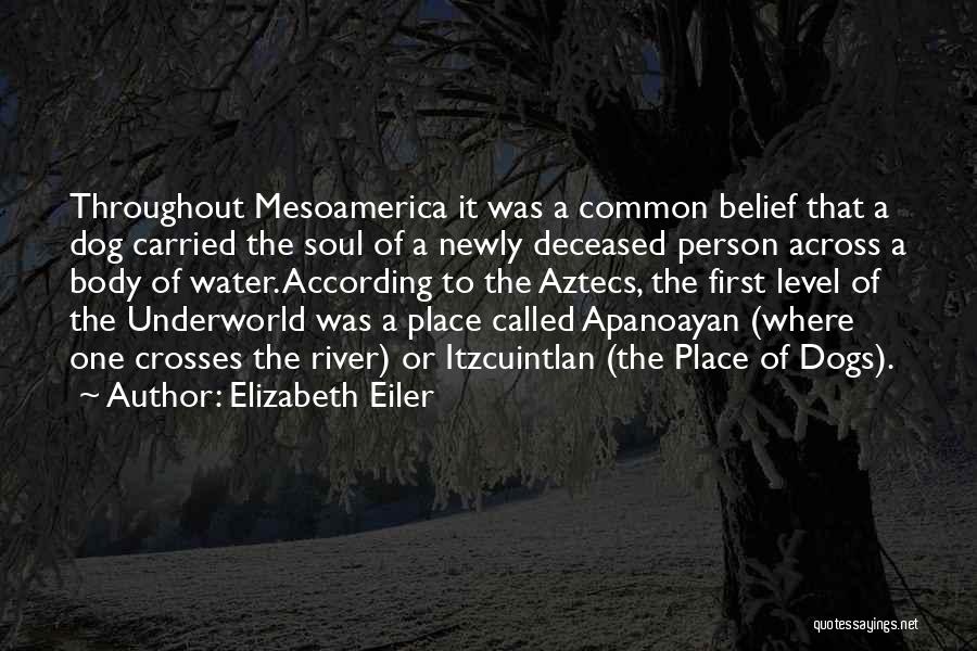 Elizabeth Eiler Quotes: Throughout Mesoamerica It Was A Common Belief That A Dog Carried The Soul Of A Newly Deceased Person Across A