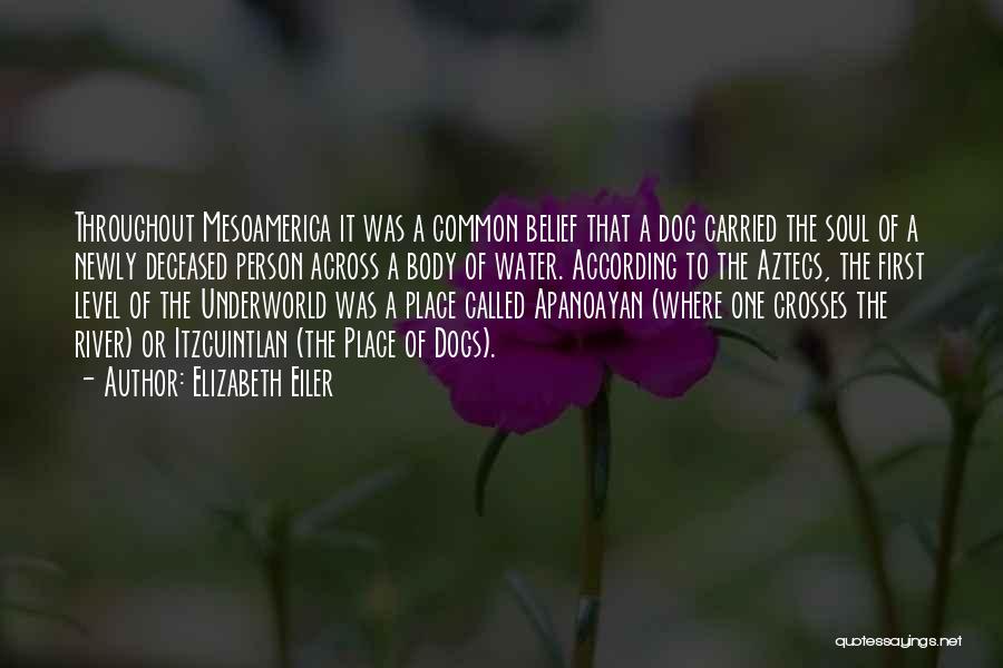 Elizabeth Eiler Quotes: Throughout Mesoamerica It Was A Common Belief That A Dog Carried The Soul Of A Newly Deceased Person Across A