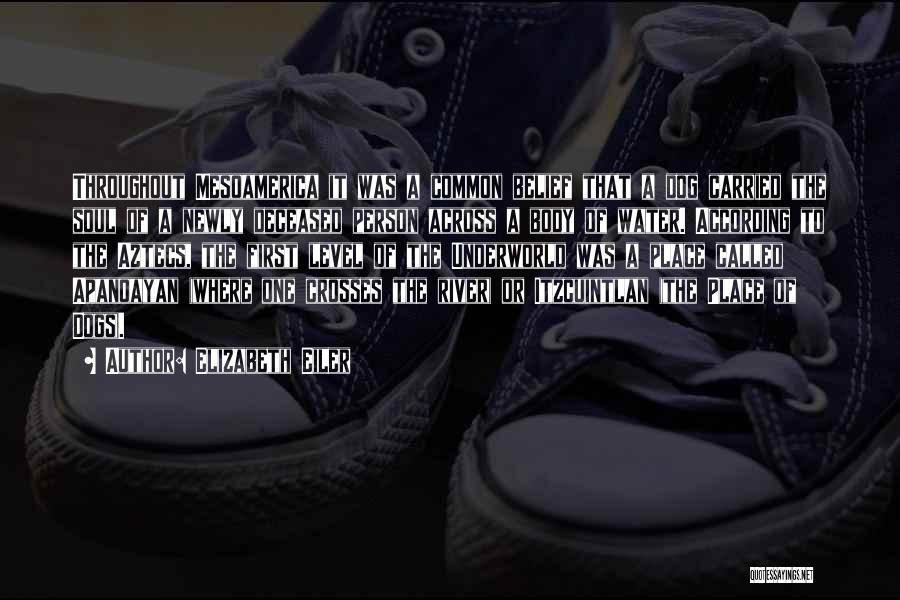 Elizabeth Eiler Quotes: Throughout Mesoamerica It Was A Common Belief That A Dog Carried The Soul Of A Newly Deceased Person Across A