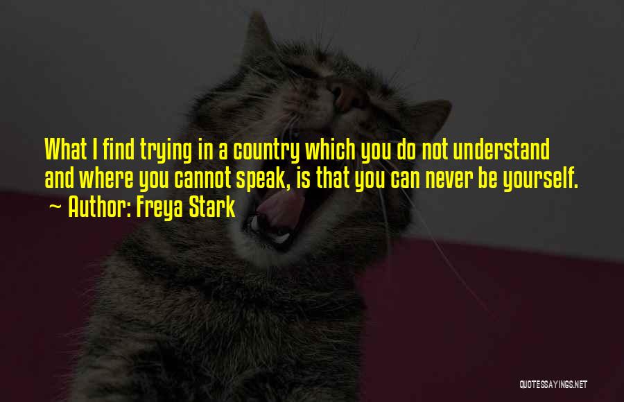 Freya Stark Quotes: What I Find Trying In A Country Which You Do Not Understand And Where You Cannot Speak, Is That You