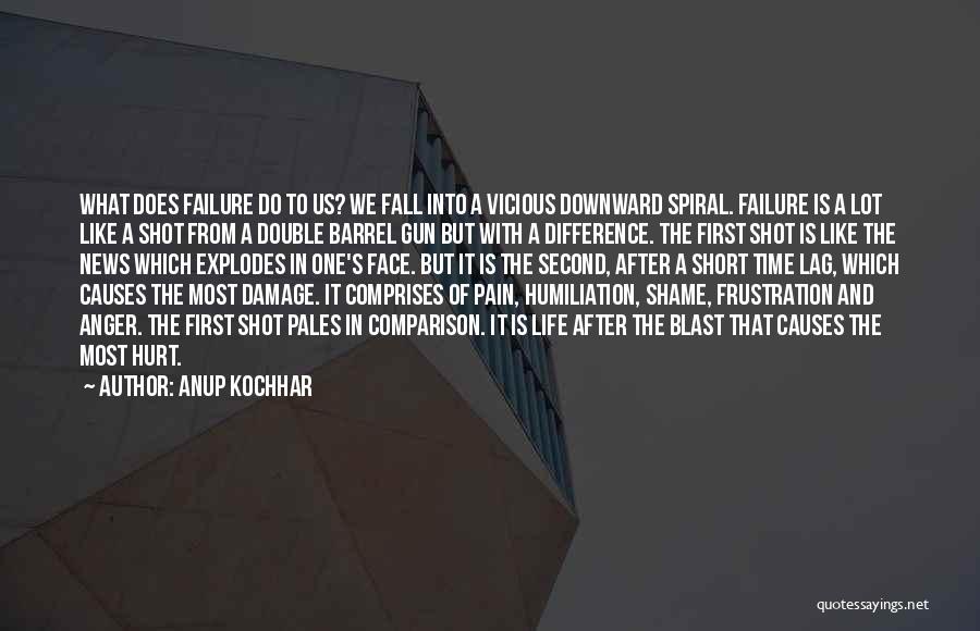 Anup Kochhar Quotes: What Does Failure Do To Us? We Fall Into A Vicious Downward Spiral. Failure Is A Lot Like A Shot